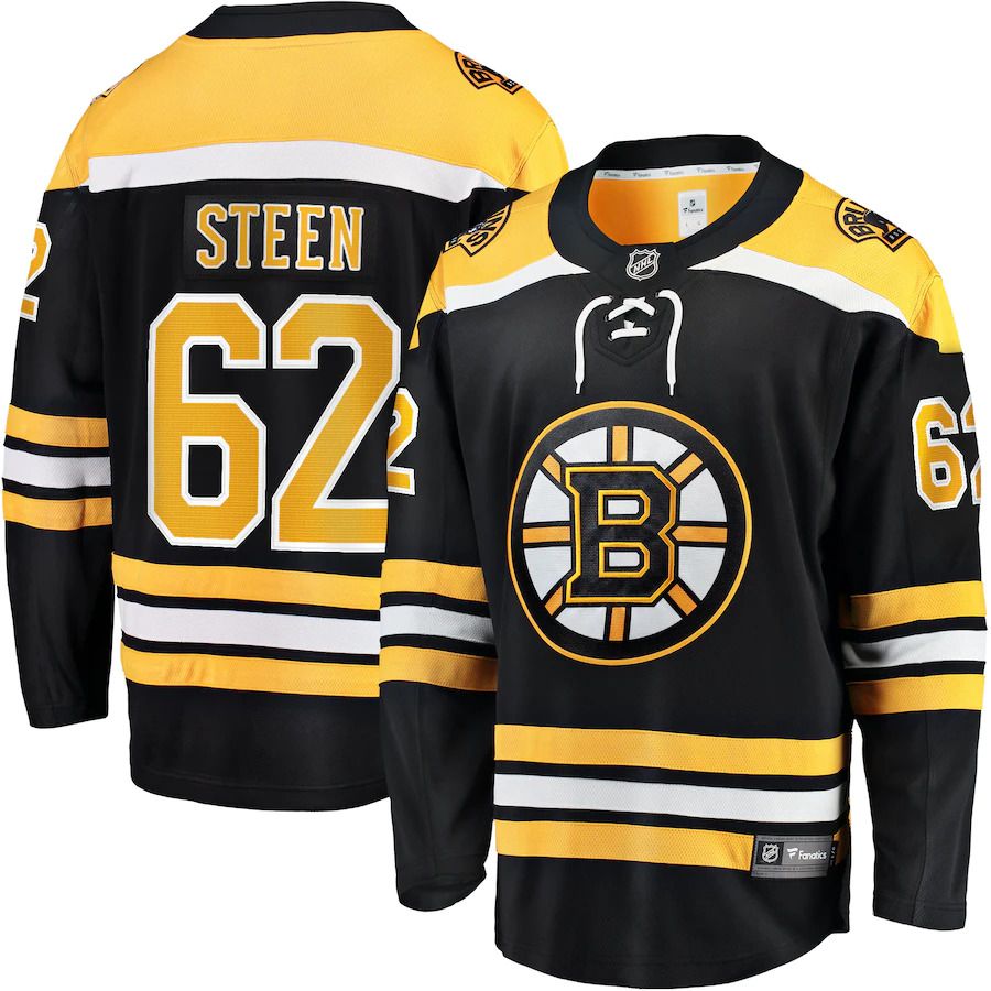 Men Boston Bruins #62 Oskar Steen Fanatics Branded Black Home Breakaway Player NHL Jersey